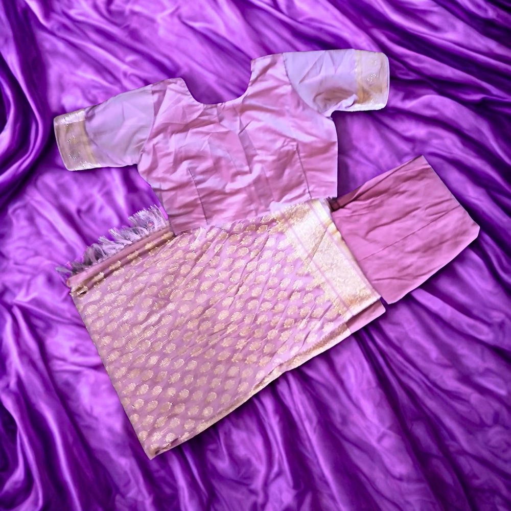 LAST CHANCE! Indian Three Piece Outfit Stitched Saree with blouse & underskirt